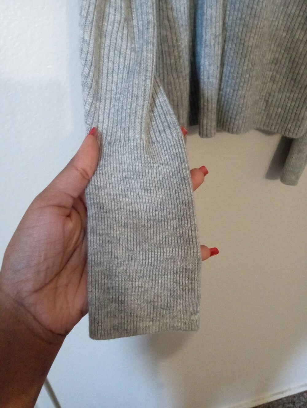 7 For All Mankind Ribbed Gray Knit Puff Sleeve Sweater Top - Picture 5 of 9